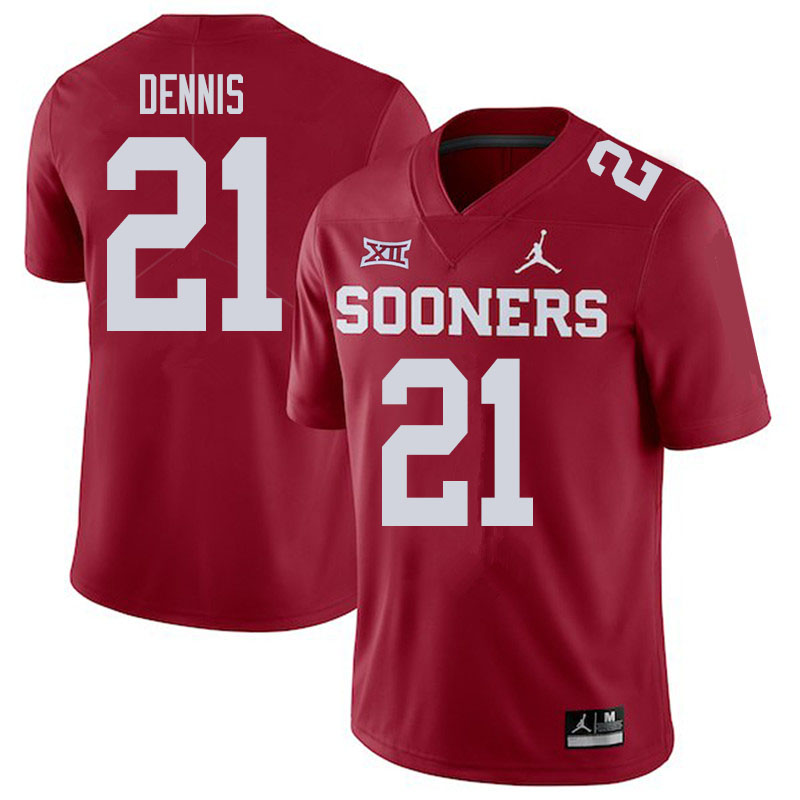 Men #21 Kendall Dennis Oklahoma Sooners College Football Jerseys Sale-Crimson - Click Image to Close